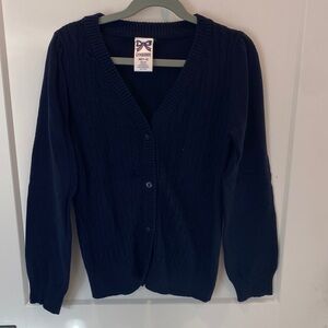 Girls Cable-knit Navy Sweater Cardigan
